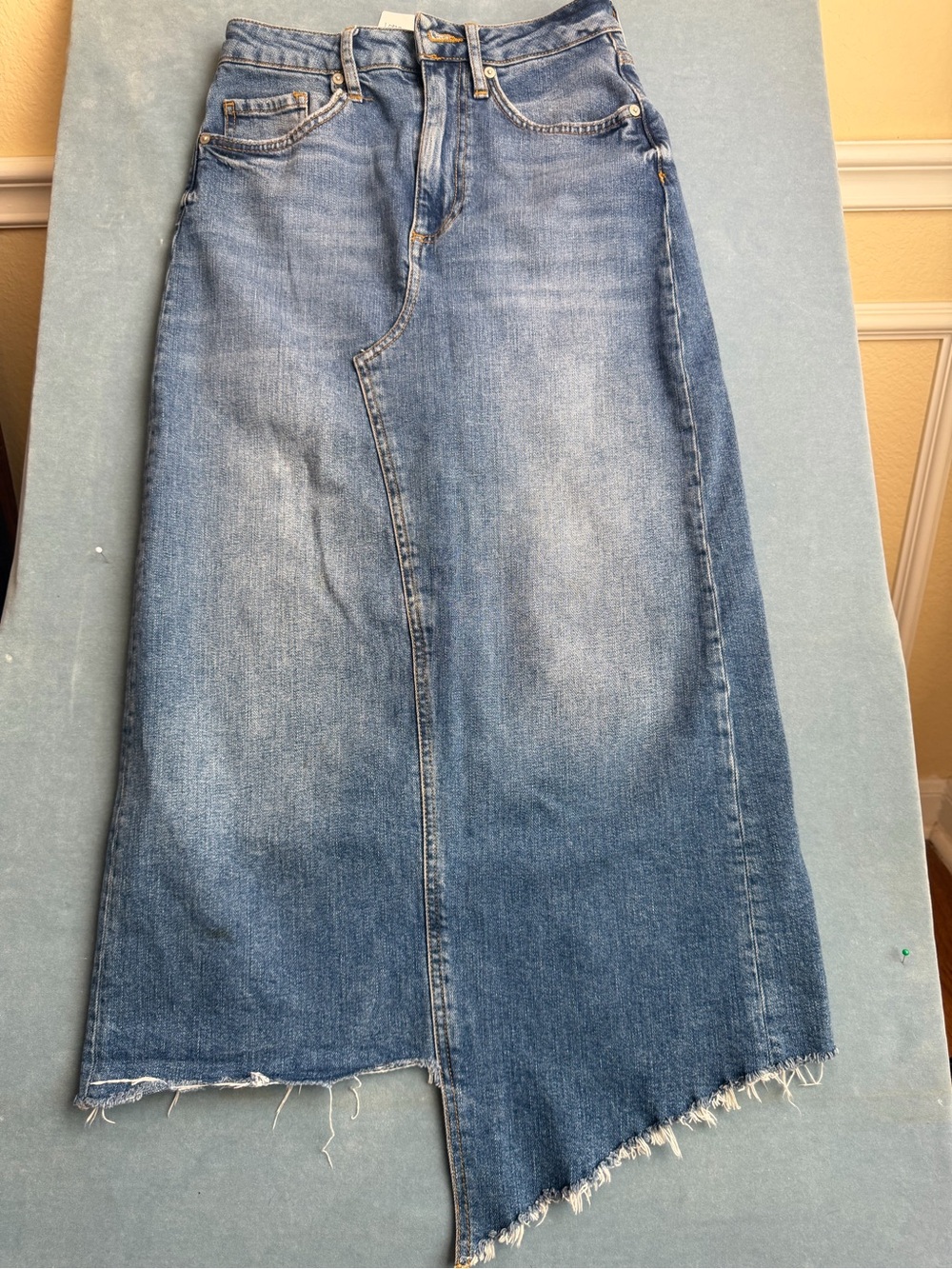 Pilcro and the Letterpress Light Blue Denim Waist Label Detail